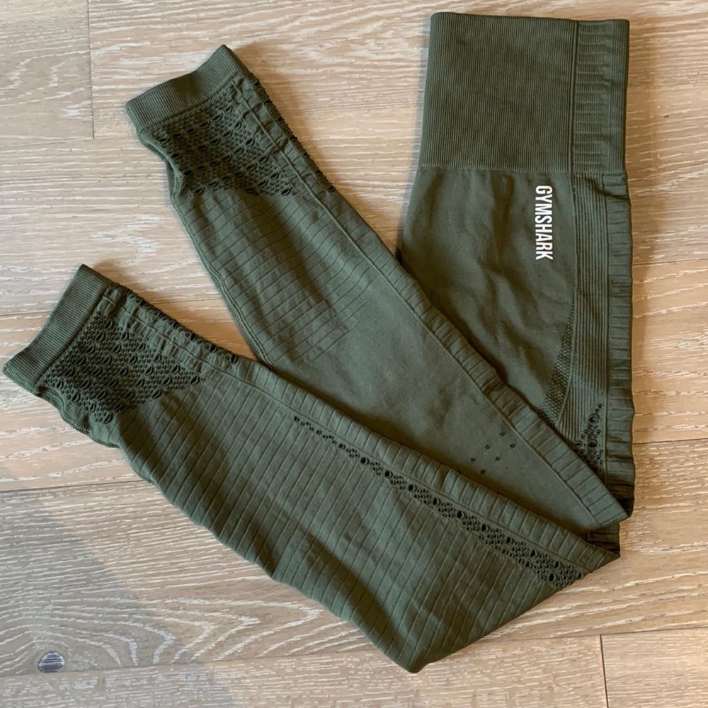 Gymshark Energy Seamless Leggings Olive Green SzS